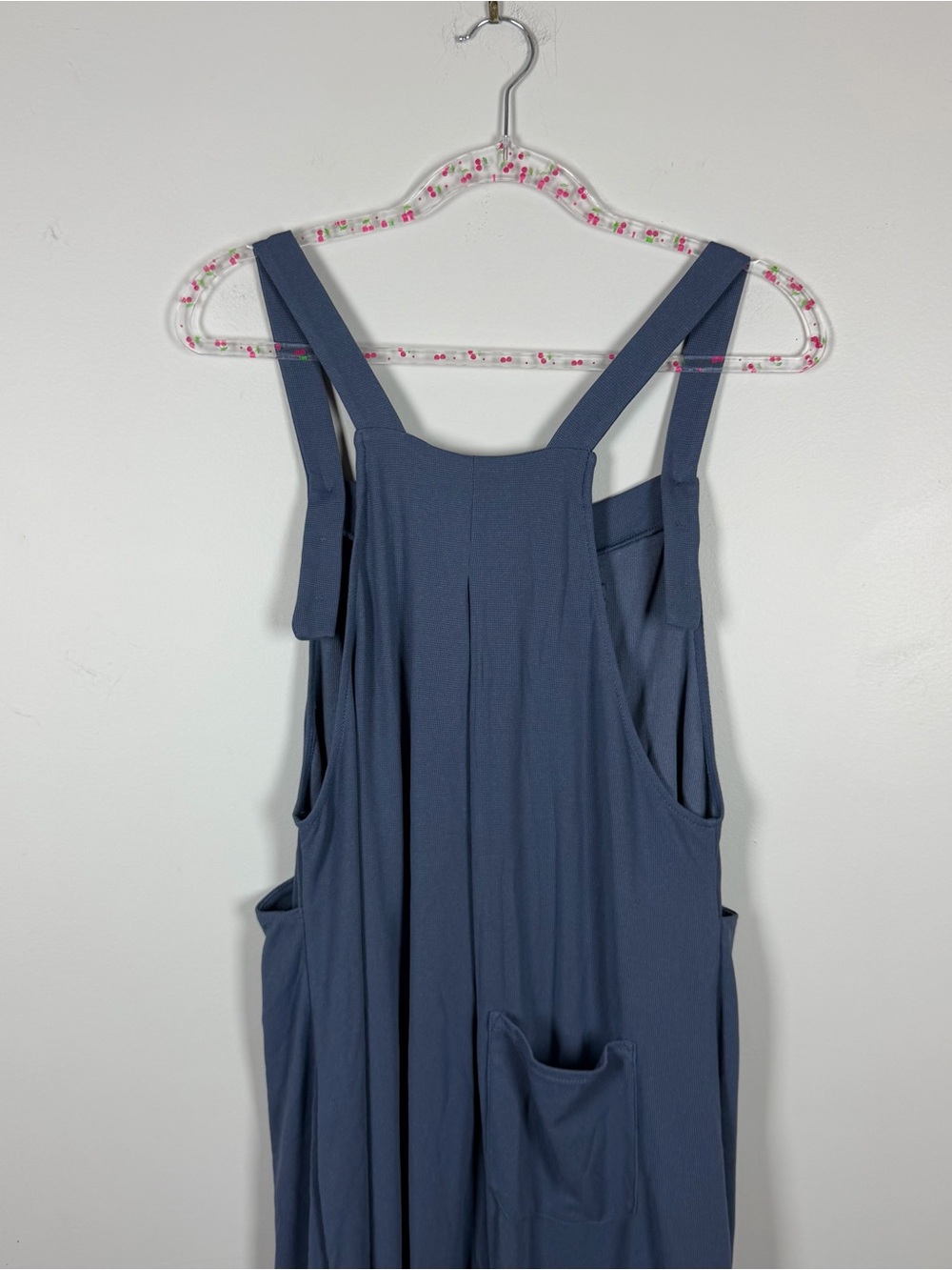 Halara Easy Breezy Wide Leg Overalls Blue Waffle Knit Jumpsuit Large 02682434 - Picture 7 of 13